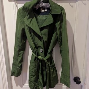 Green Women's Trench Coat